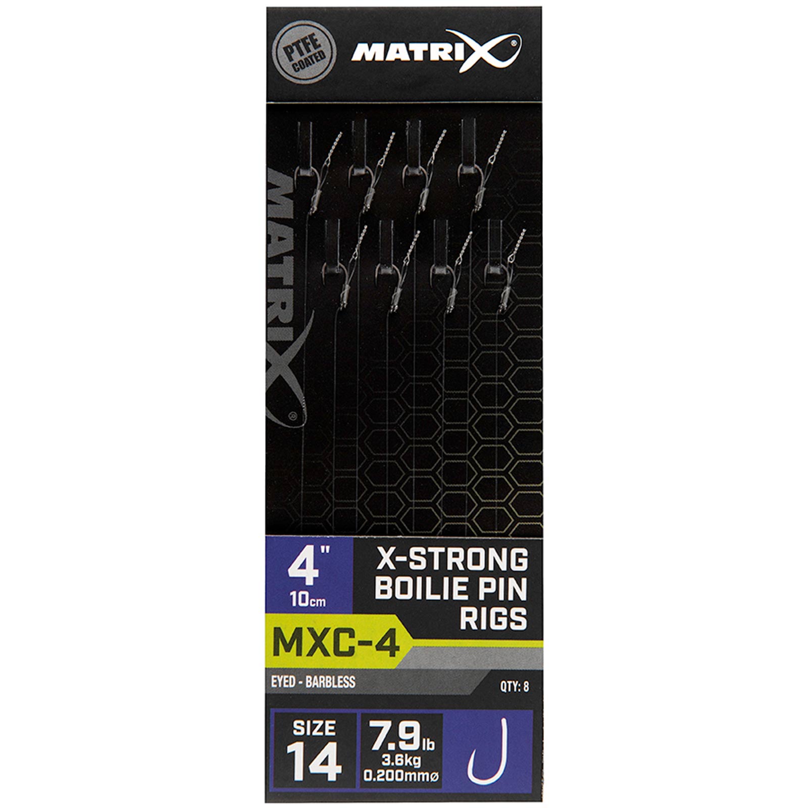 Matrix MXC-4 Size 14 Barbless / 0.20mm / 4" (10cm) / X-Strong Boilie Pin - 8pcs