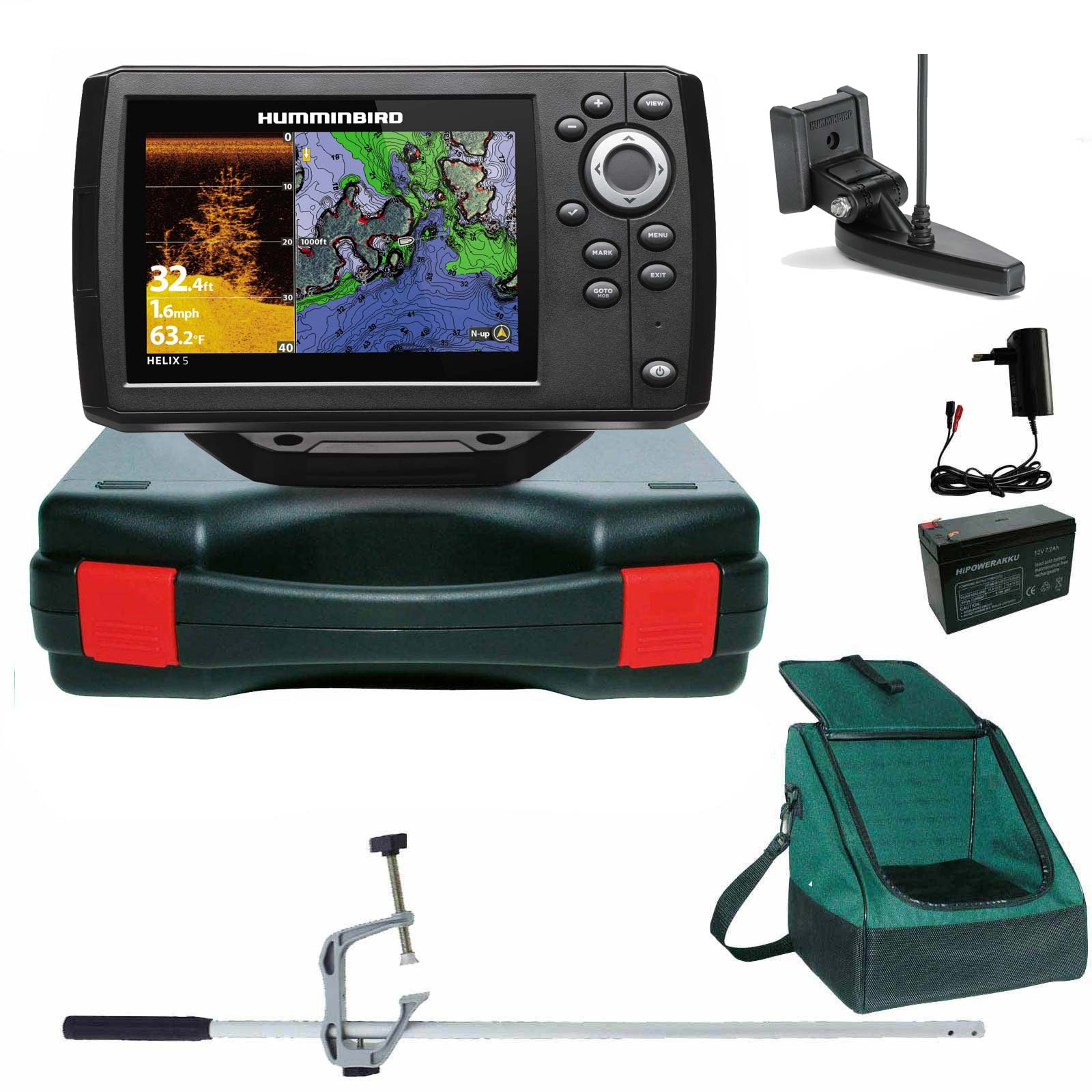 Humminbird Helix 5 Chirp GPS DI G3 Down Imaging GPS Kartenplotter Echolot Portabel Master Plus - Komplett mit Geber