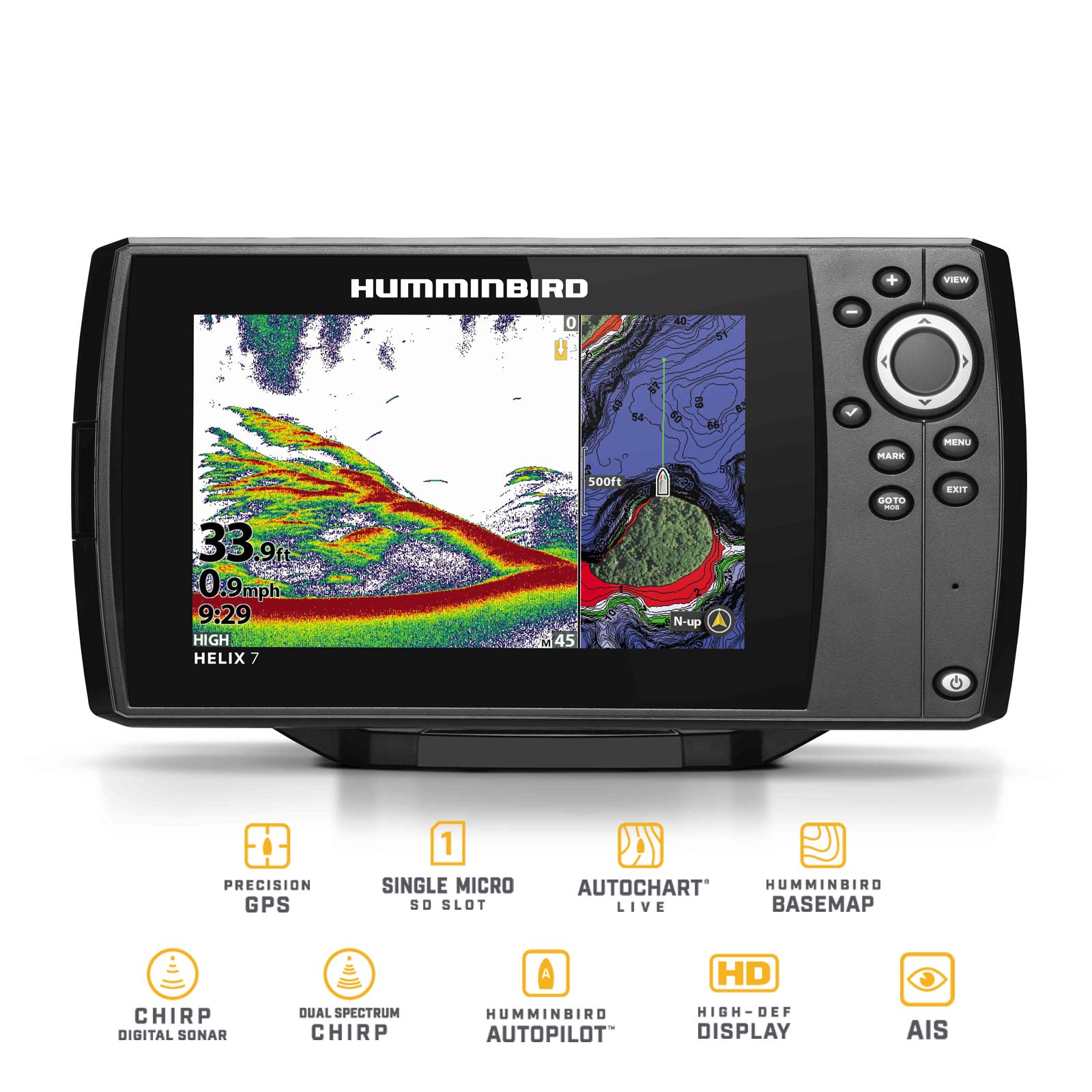 Humminbird Helix 7 Chirp GPS G4 GPS Kartenplotter Echolot Portabel Basic Plus - Komplett mit Geber