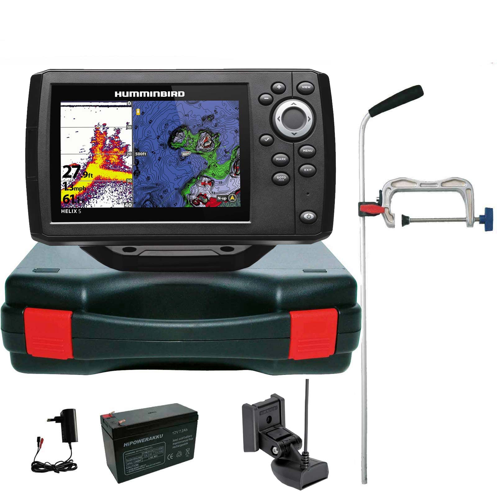 Humminbird Helix 5 Chirp GPS G3 GPS Kartenplotter Echolot Portabel Profi- Komplett mit Geber