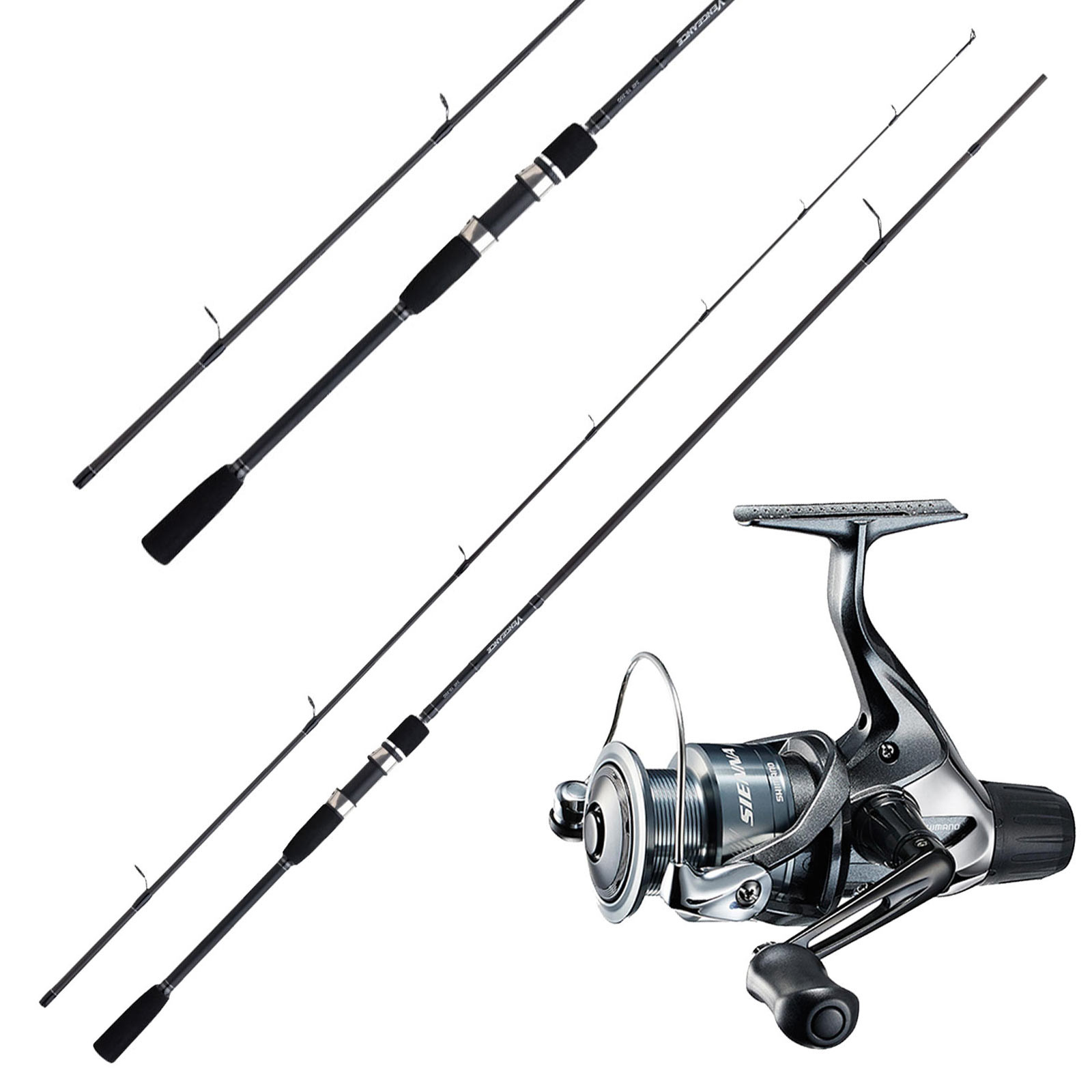 Shimano Rolle Sienna & Shimano Rute 2,40m 10-35g Combo Barsch, Zander Angelset