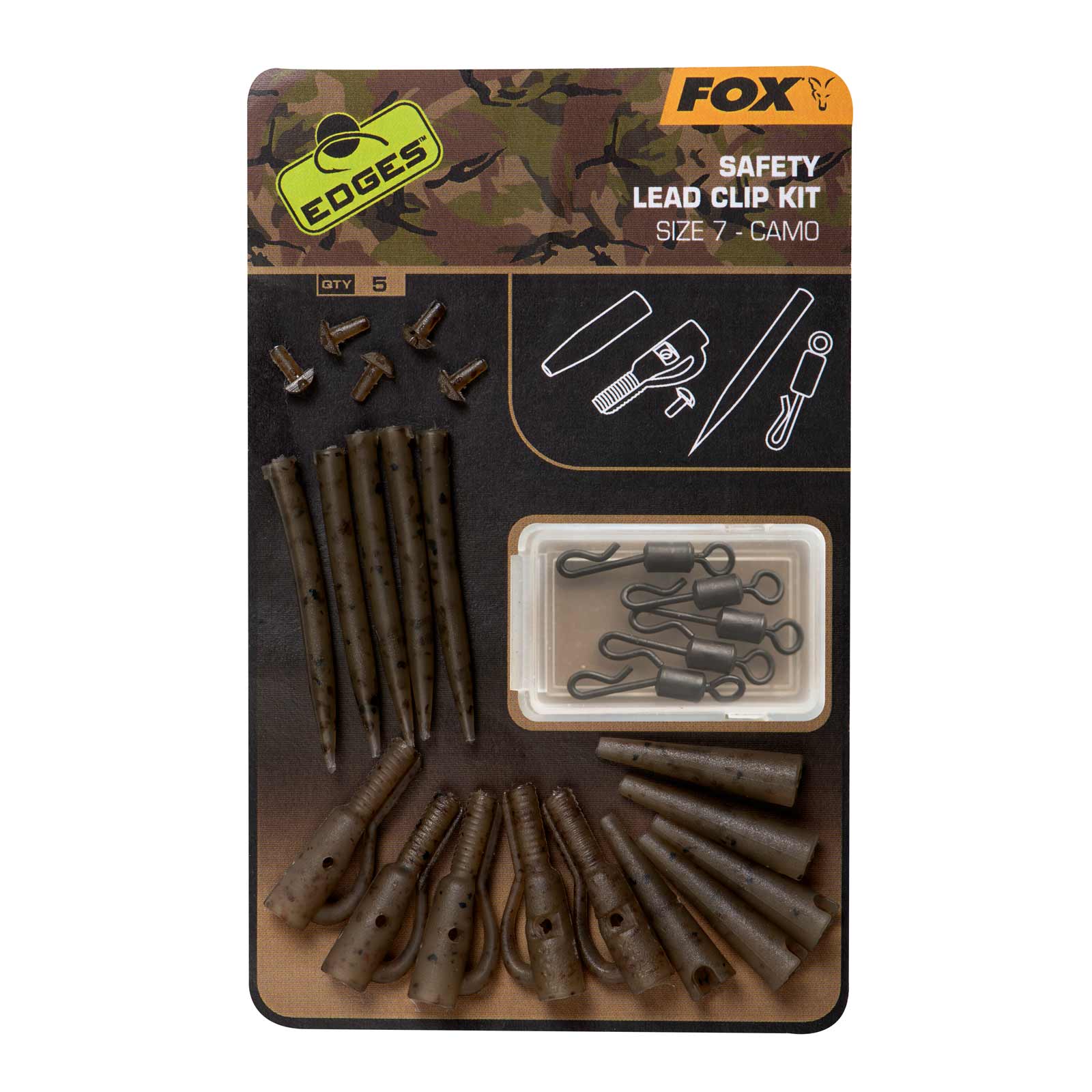 Fox Edges Camo Safety Lead Clip Kit Karpfenzubehör Set