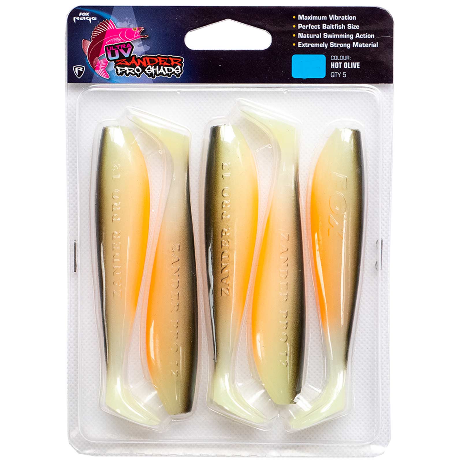 Fox Rage Zander Pro Shad Single Colour Pack Gummifisch Hot Olive