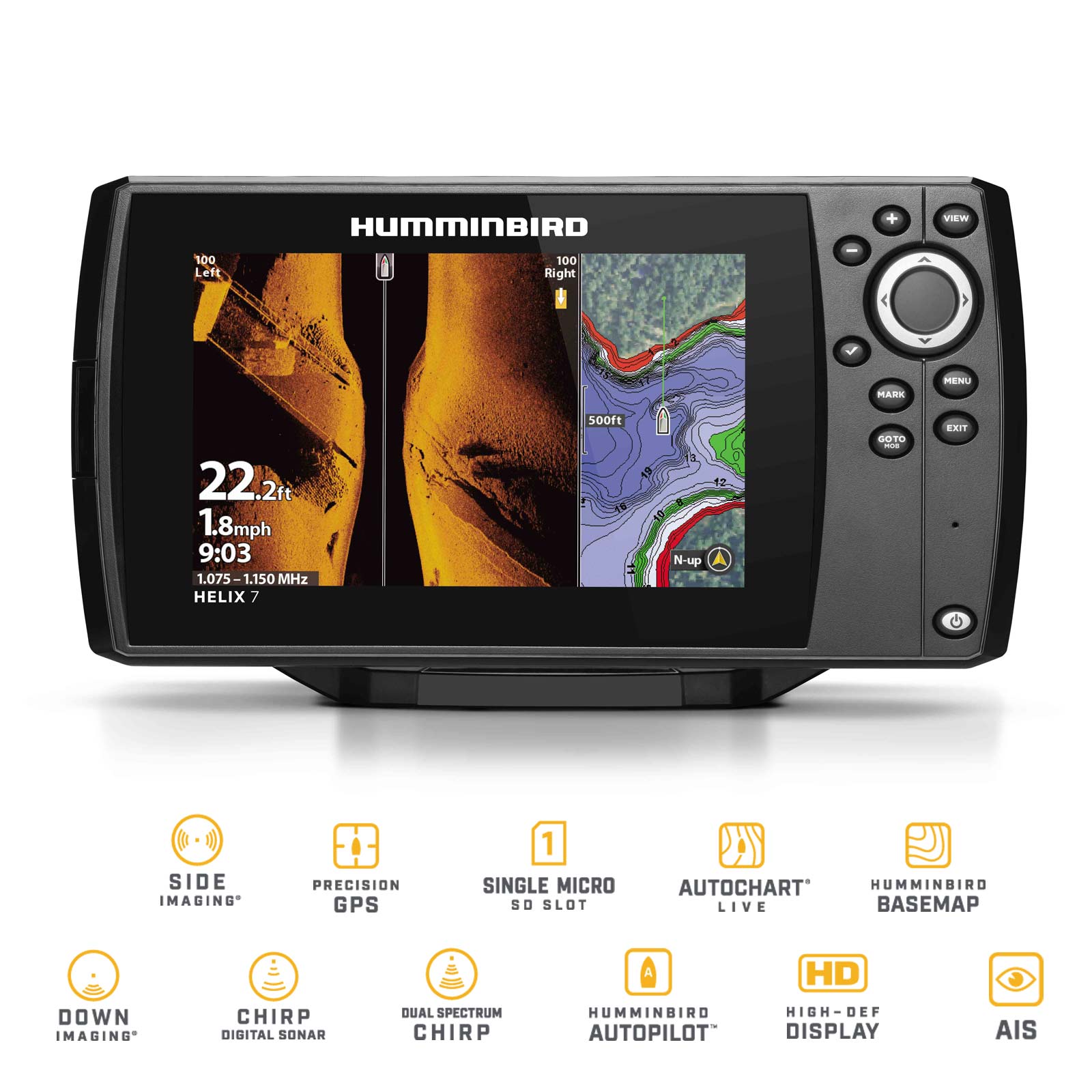 Humminbird Helix 7 Chirp GPS SI G4 Side Imaging GPS Kartenplotter Echolot - Komplett mit Geber