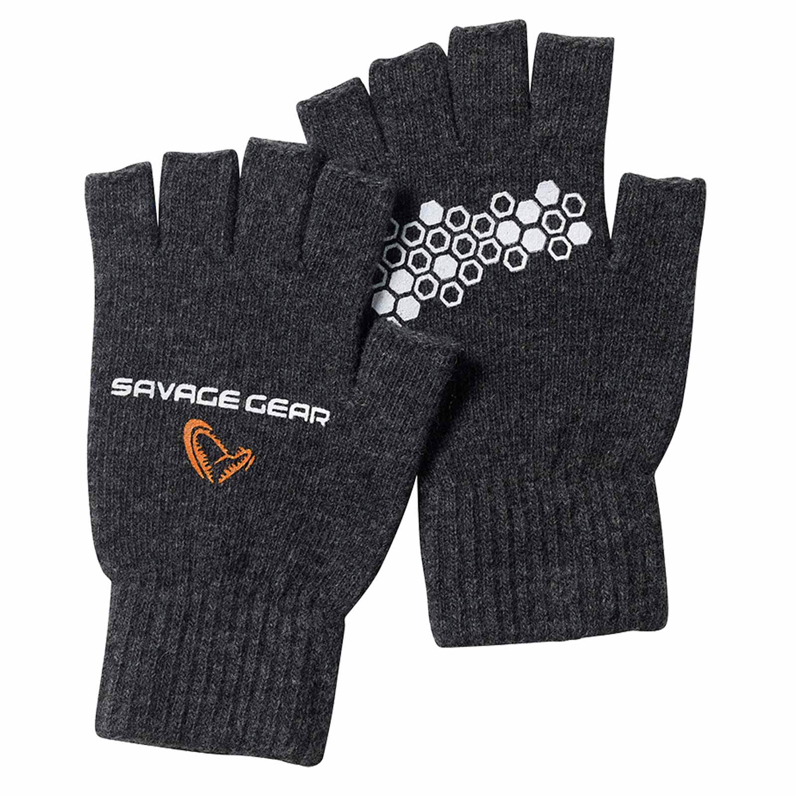 Savage Gear Knitted Half Finger Glove Dark Grey Melange Handschuhe