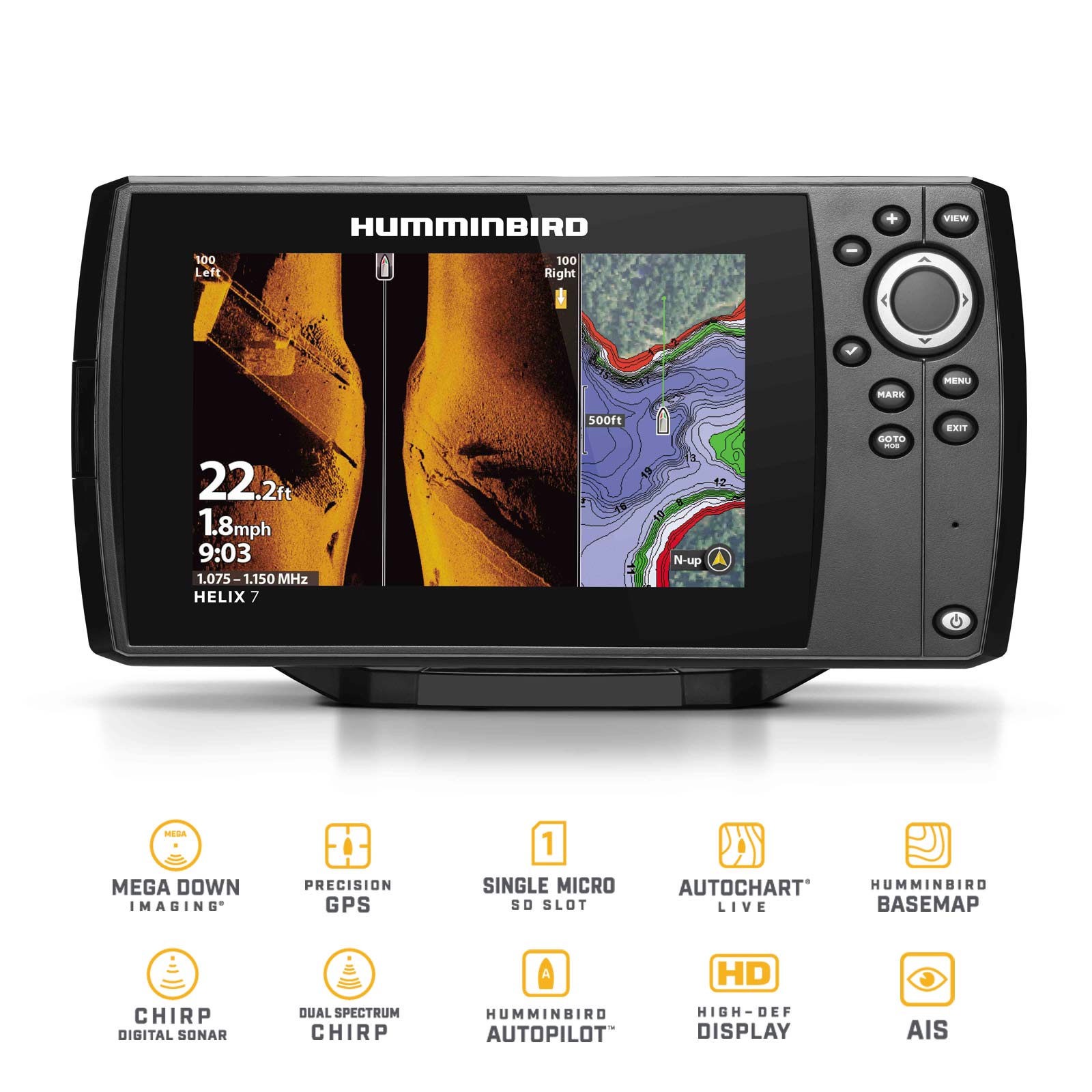 Humminbird Helix 7 Chirp GPS Mega DI G4 Down Imaging GPS Kartenplotter Echolot Portabel Profi Plus - Komplett mit Geber