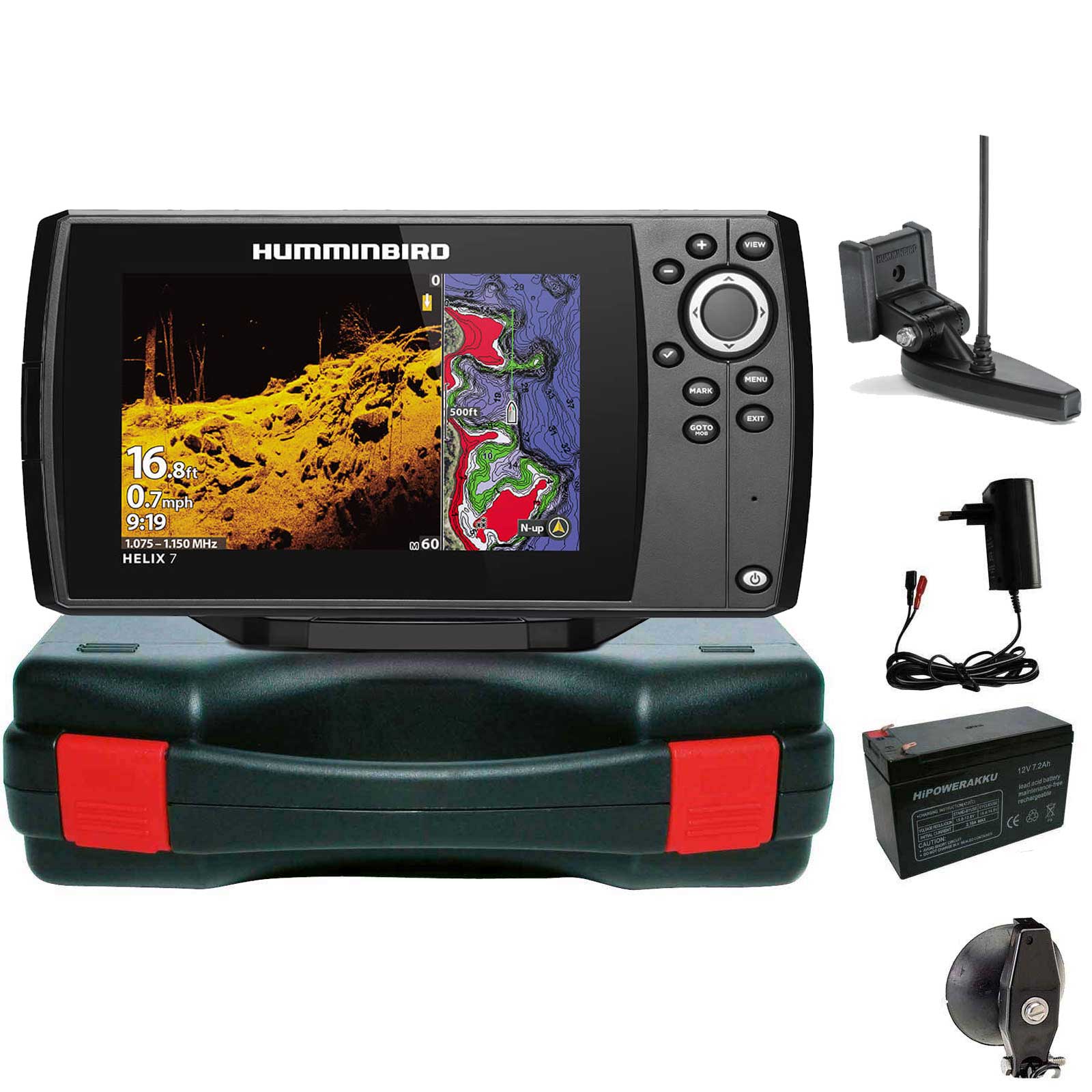 Humminbird Helix 7 Chirp GPS Mega DI G4 Down Imaging GPS Kartenplotter Echolot Portabel Basic - Komplett mit Geber