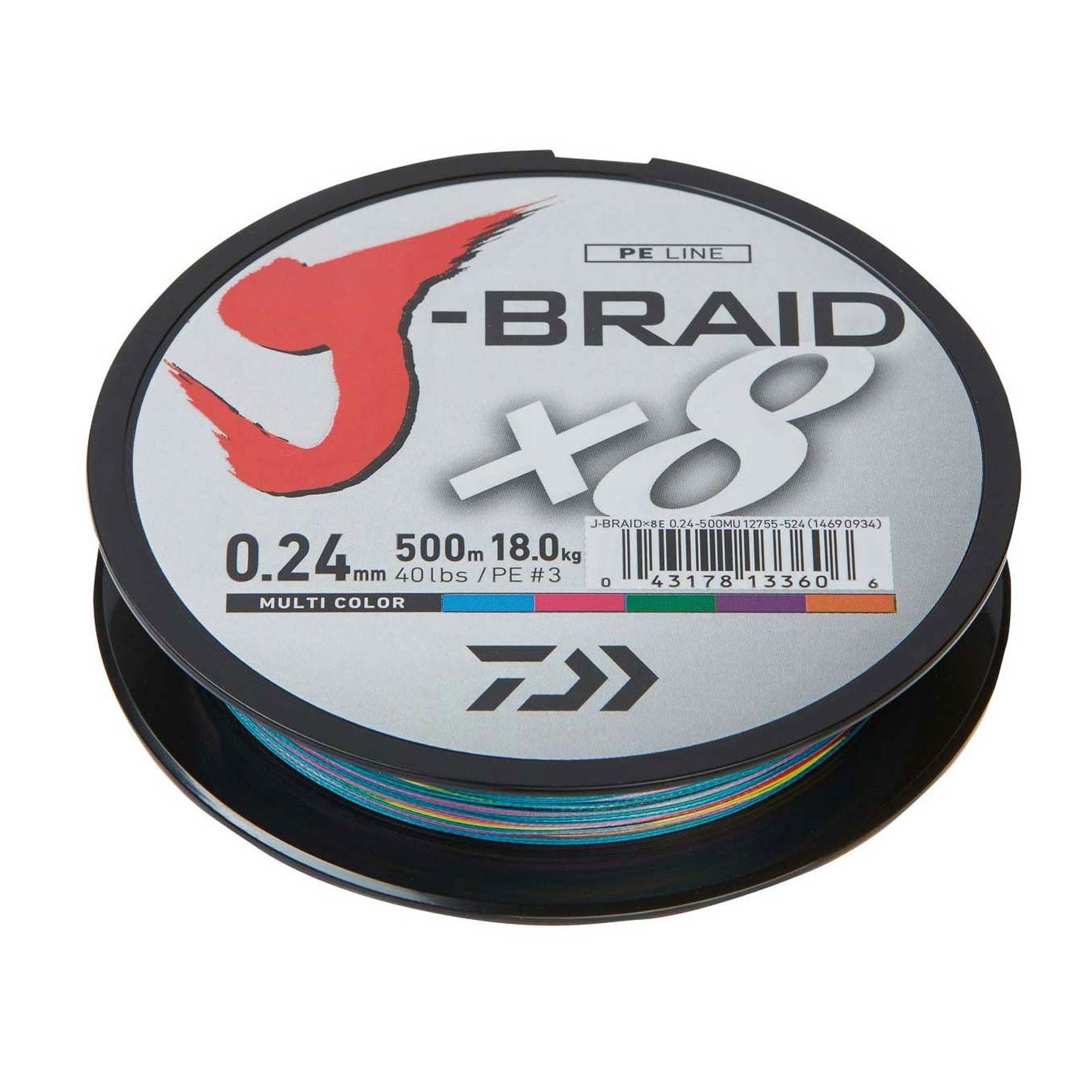 Daiwa J-Braid X8 Multicolor Geflochtene Angelschnur Meterware