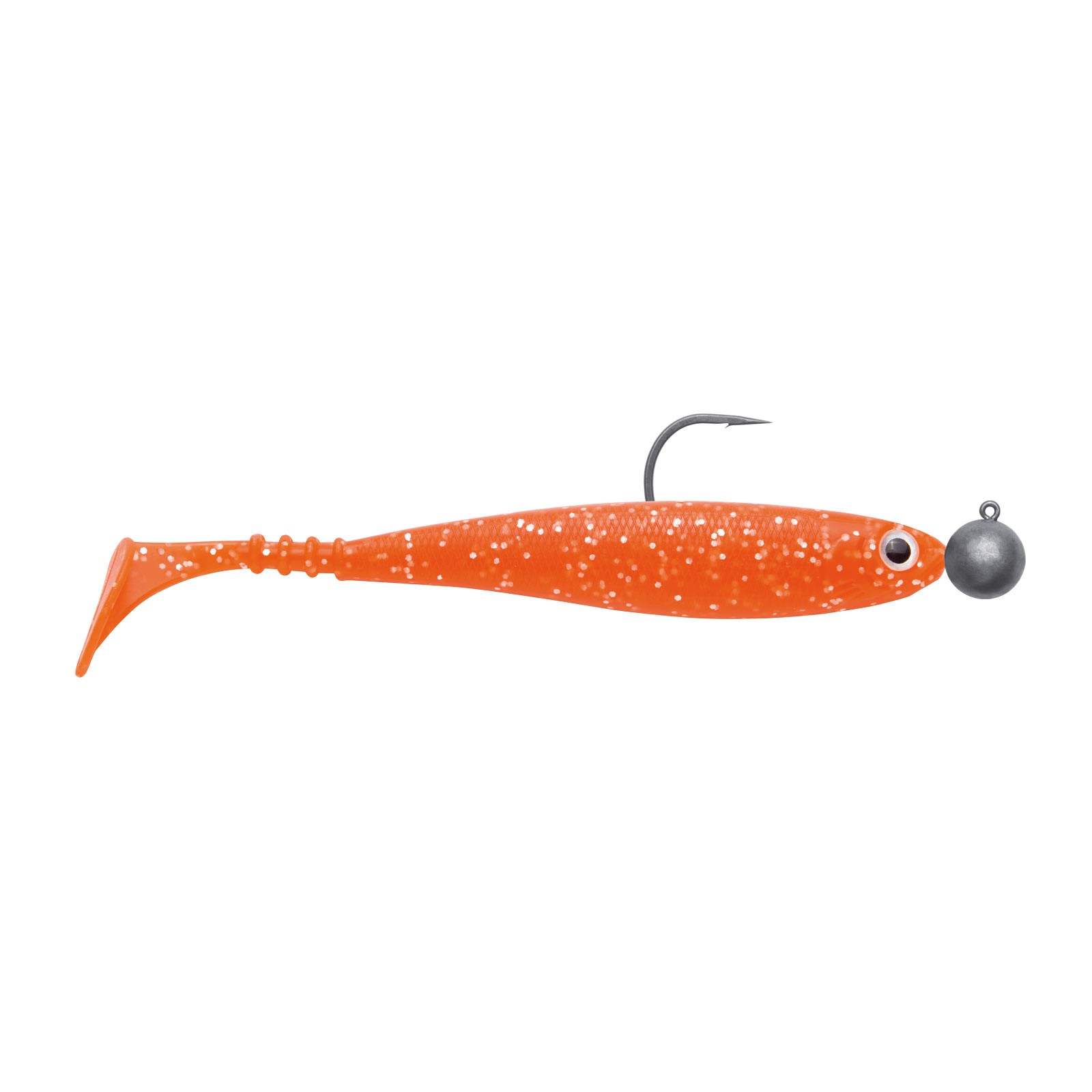 Jackson Zanderbait Rigged Orange Glitter Gummifisch