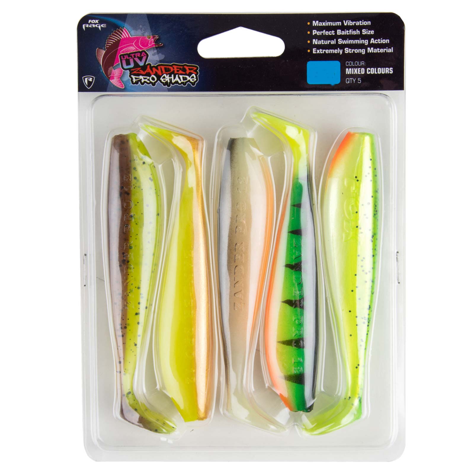 Fox Rage Zander Pro Shad UV Mixed Colour Packs Gummifisch Set