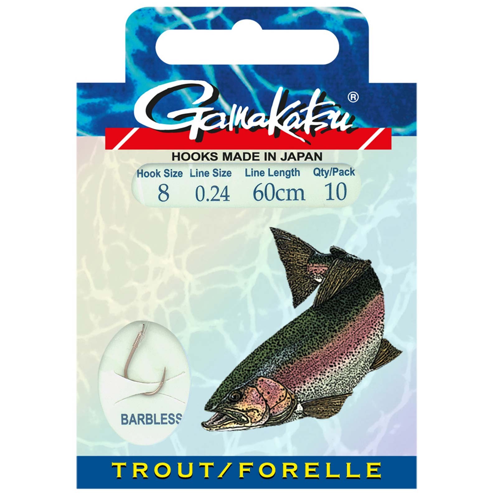 Gamakatsu BKD-3360B Trout Barbless Vorfachhaken ohne Widerhaken