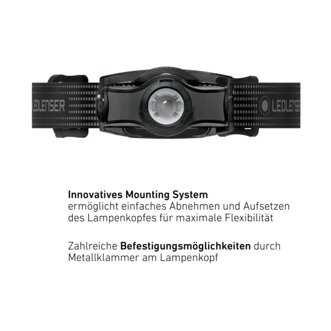 Ledlenser MH3 schwarz / grau Stirnlampe Kopflampe Detail 4