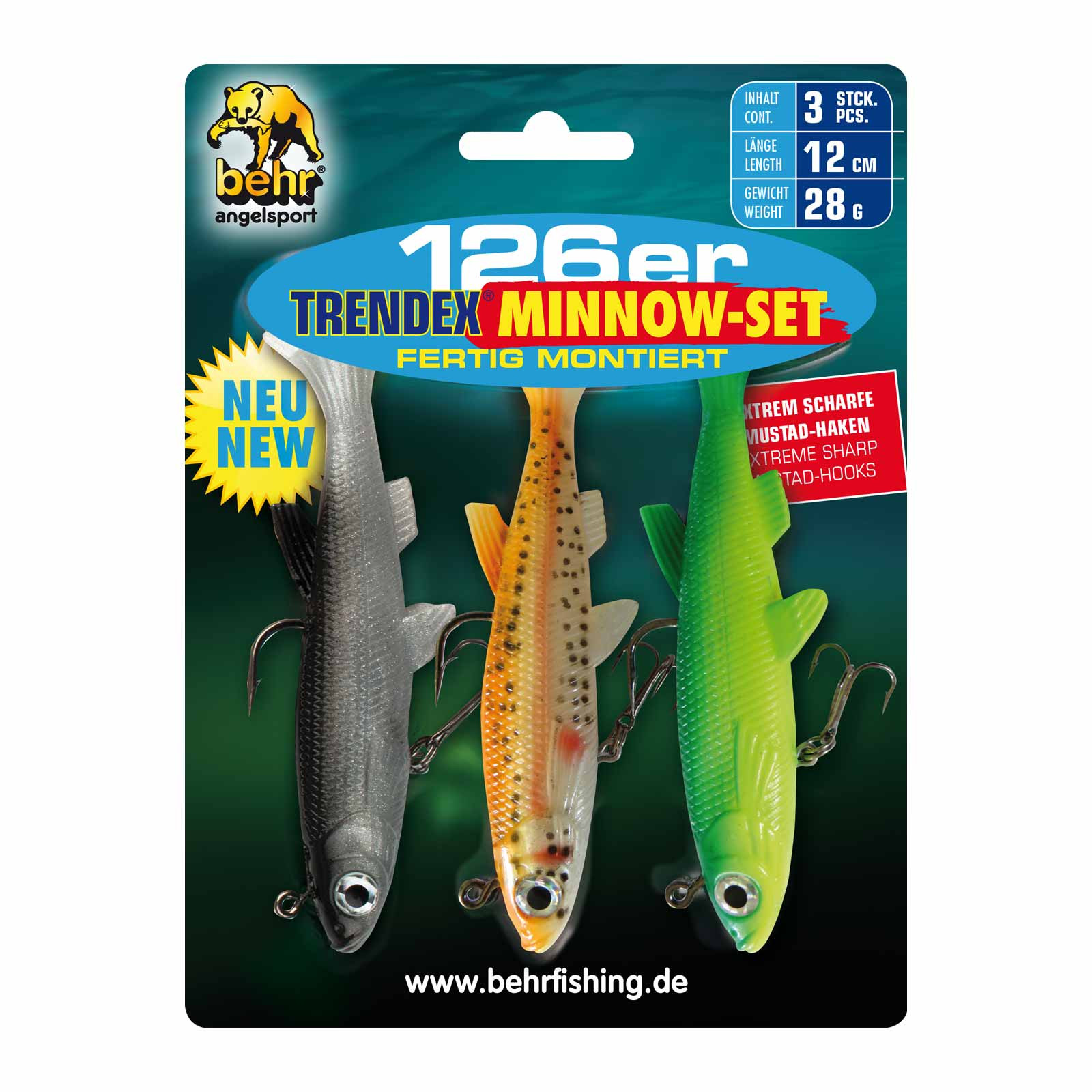 Behr Trendex Minnow Gummifisch Angelset 12cm 3Stk.