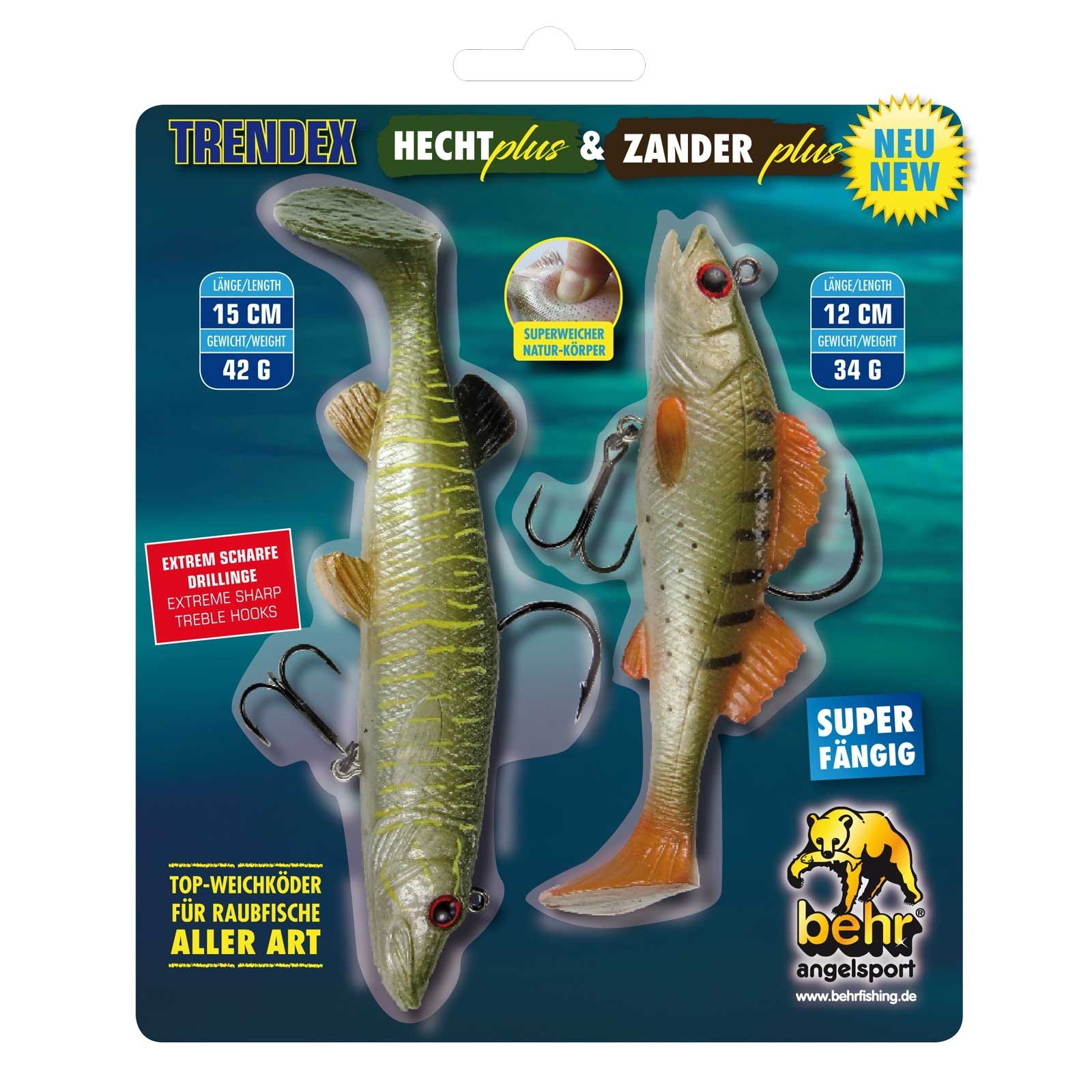 Behr Trendex Zander & Hecht Gummifische Angelset Doppelpack