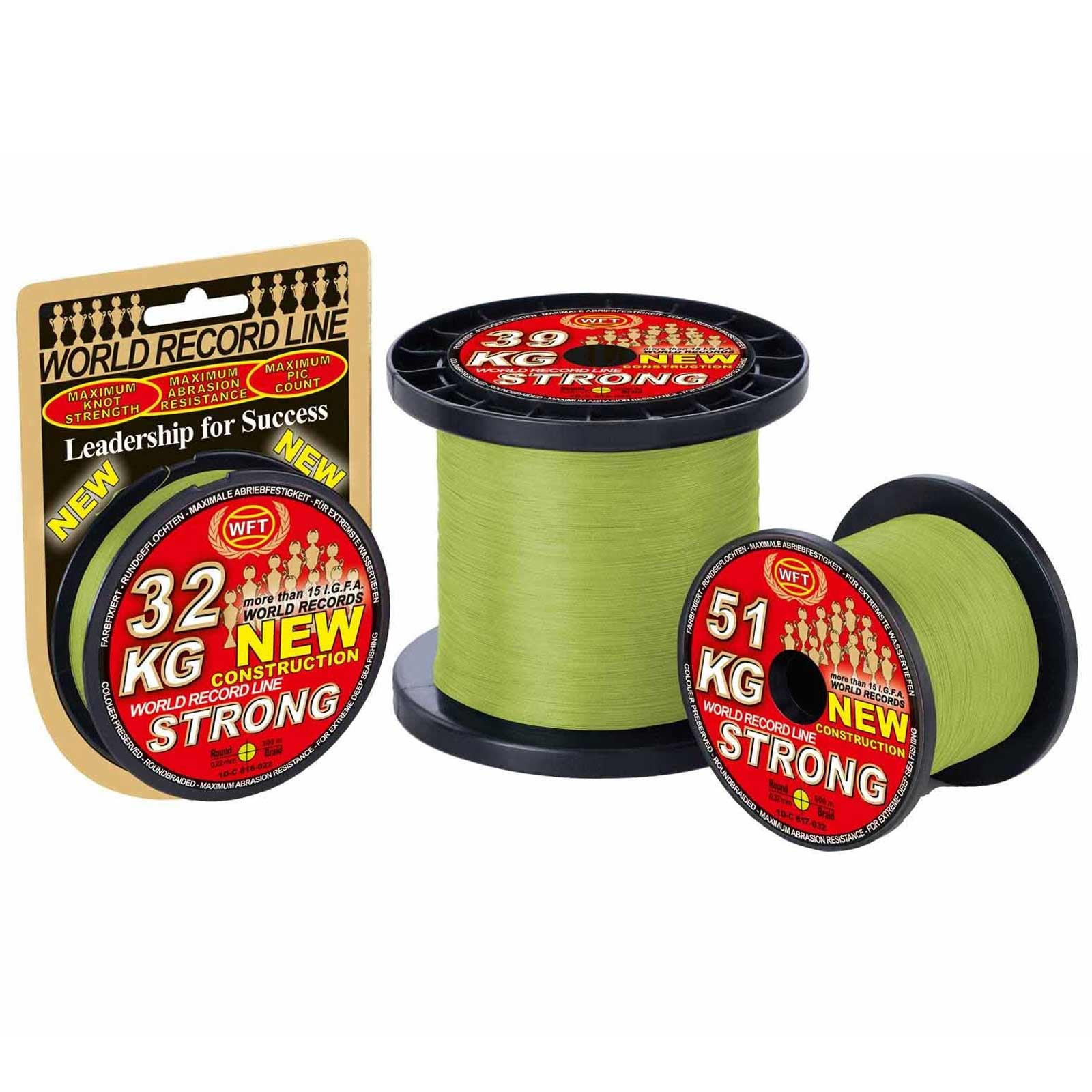 WFT KG Strong Chartreuse Geflochtene Angelschnur Meterware