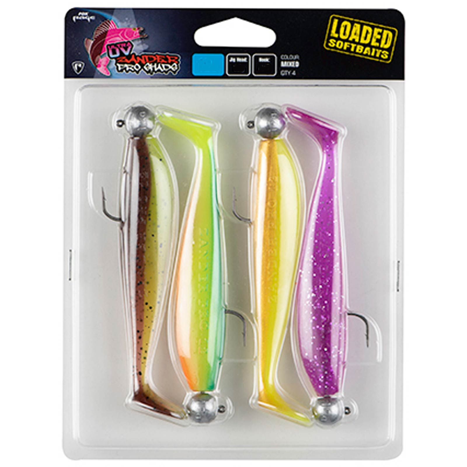 Fox Rage Zander Pro Shad Loaded UV Mixed Colour Packs X4 Gummifisch Set