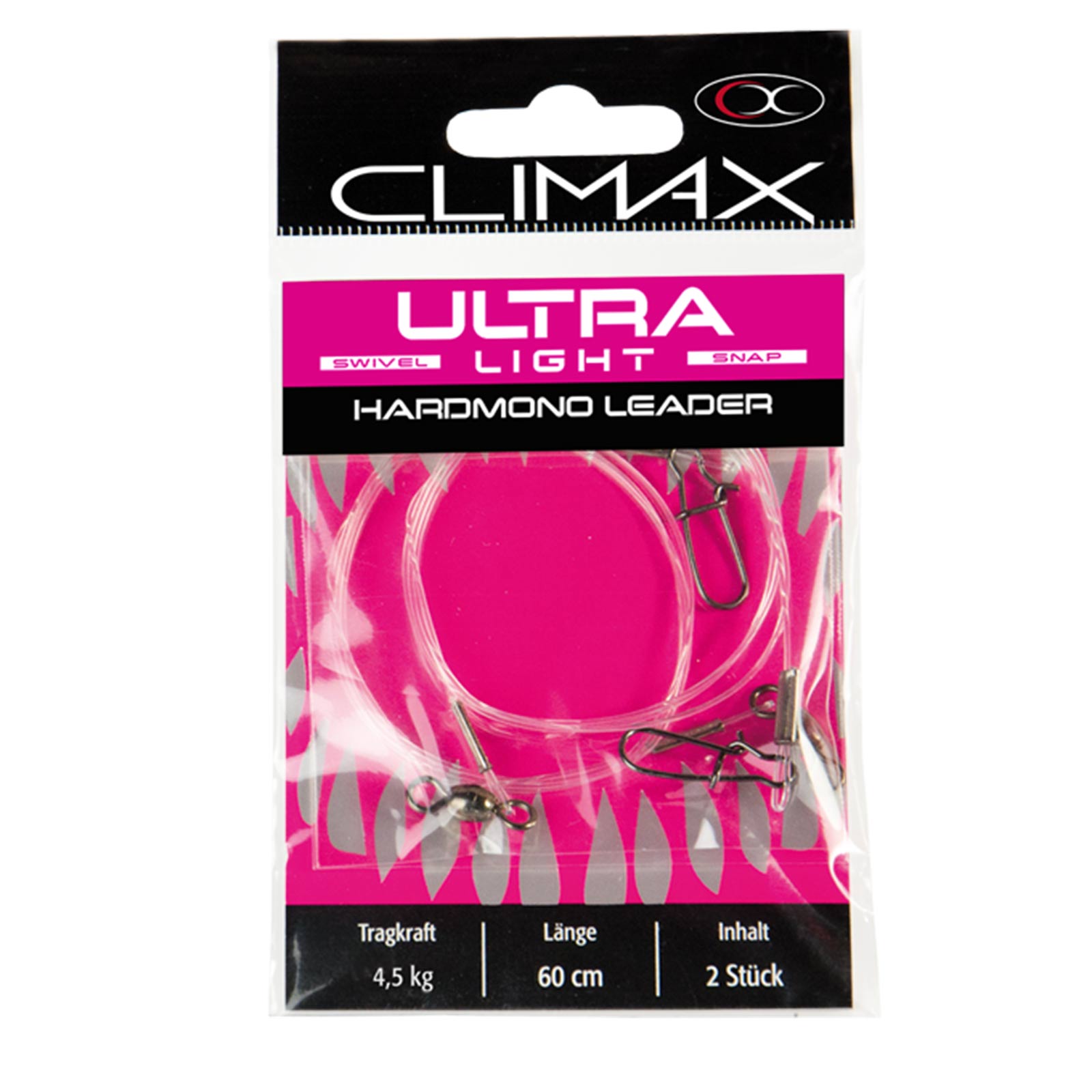 Climax Ultra Light Hard Mono 4,5kg 60cm 2 Stück Gebundenes Vorfach