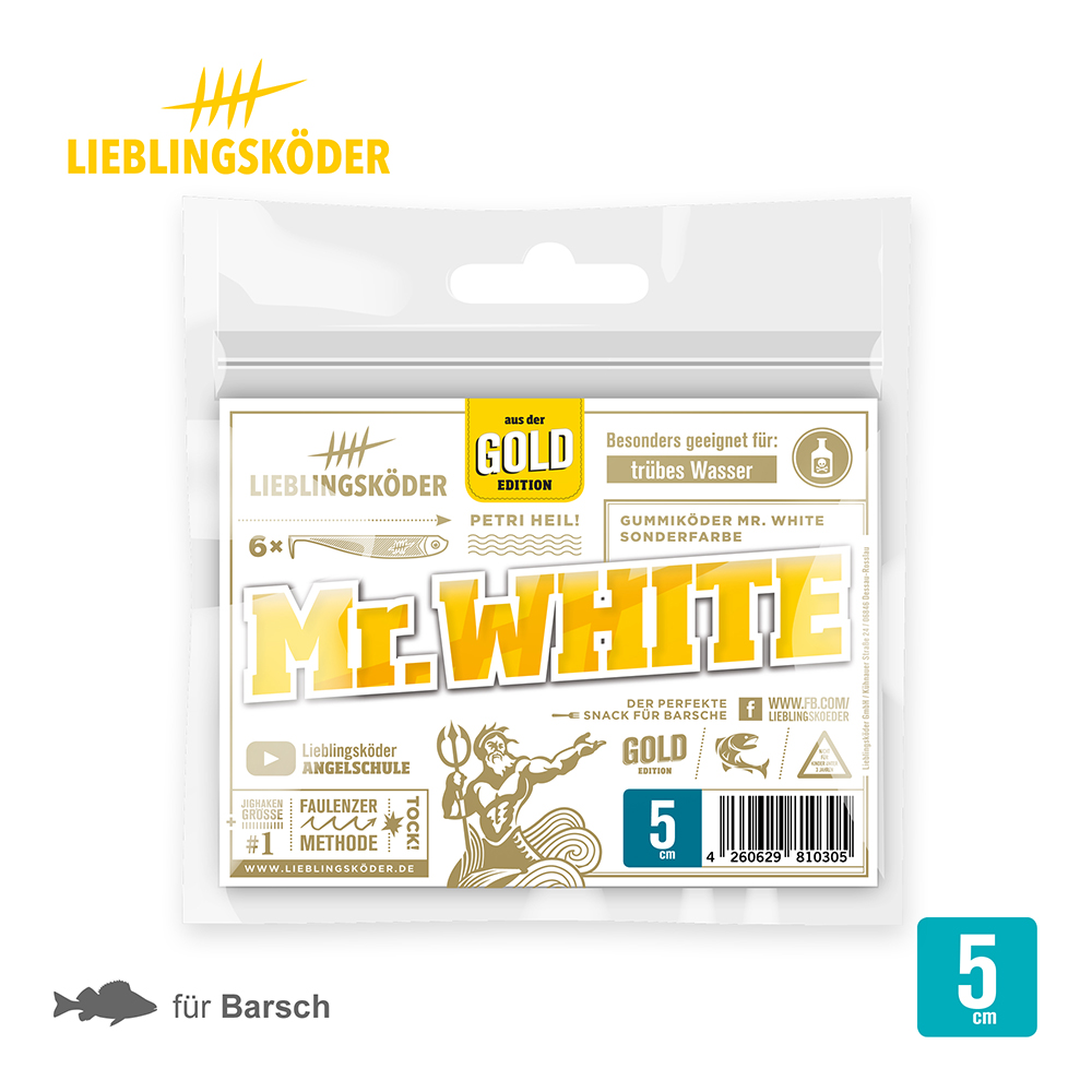 Lieblingsköder 5cm Mr. White Gummifisch Verpackung