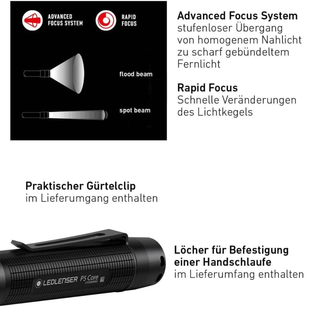 Ledlenser P5 Core Taschenlampe Detail 1