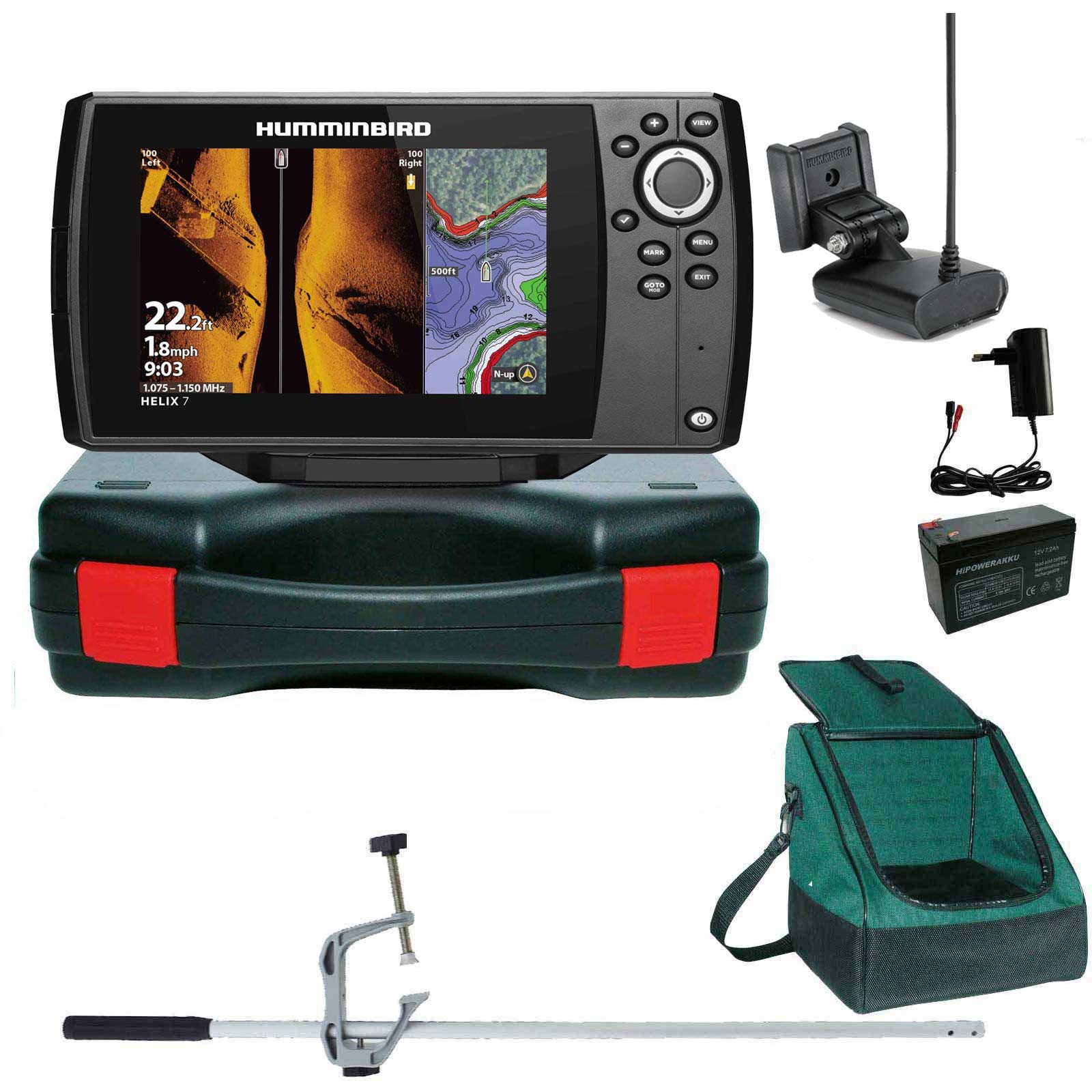 Humminbird Helix 7 Chirp GPS Mega SI G4 Side Imaging GPS Kartenplotter Echolot Portabel Master Plus - Komplett mit Geber