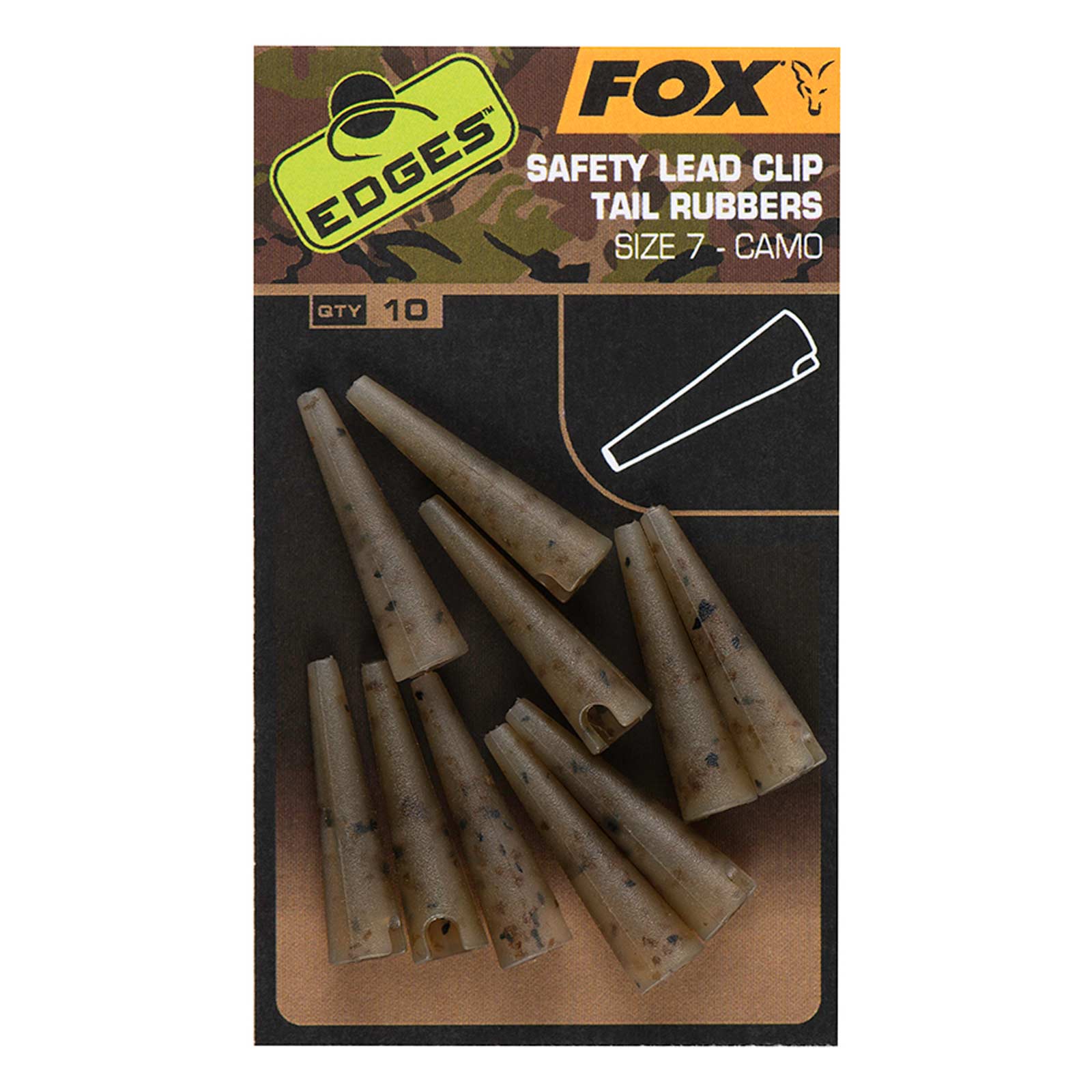 Fox Edges Camo Size 7 lead clip tail rubbers Karpfenzubehör pack