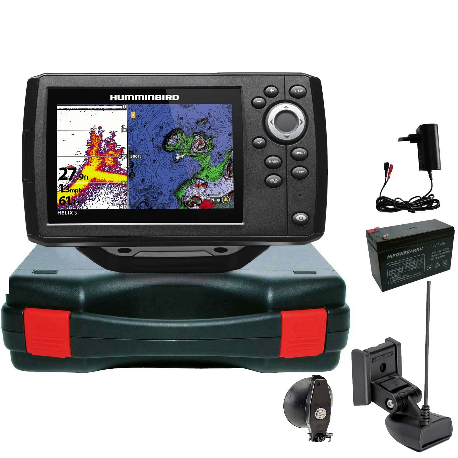 Humminbird Helix 5 Chirp GPS G3 GPS Kartenplotter Echolot Portabel Basic- Komplett mit Geber