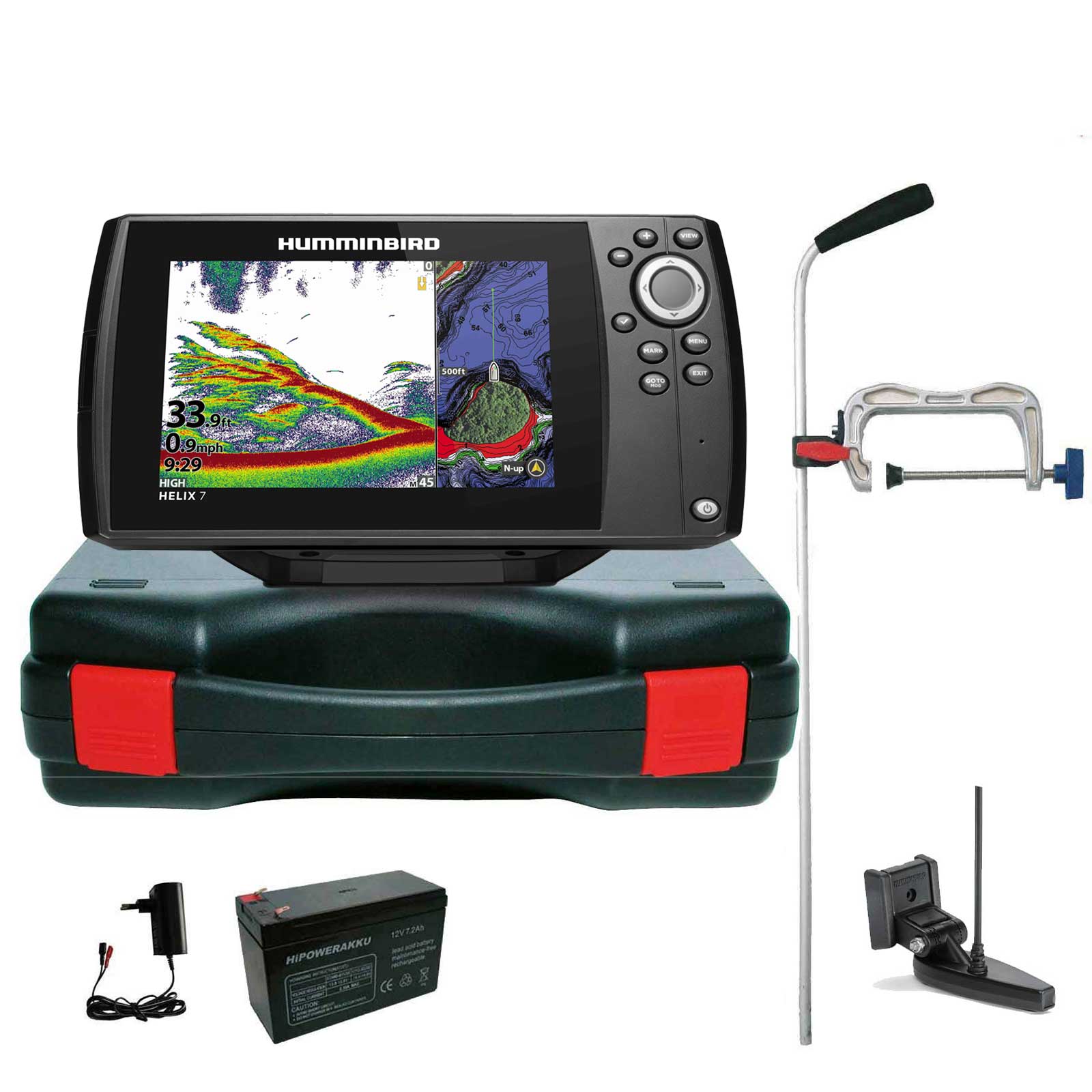 Humminbird Helix 7 Chirp GPS G4 GPS Kartenplotter Echolot Portabel Profi - Komplett mit Geber